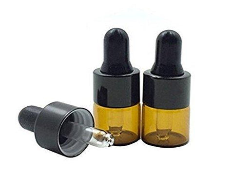 12 Pcs/24 Pcs 1Ml Empty Amber Glass Bottle Container Jar Pot Holder With Glass Eye Dropper For Essential Oil Cosmetics Elite Fluid (12Pcs)