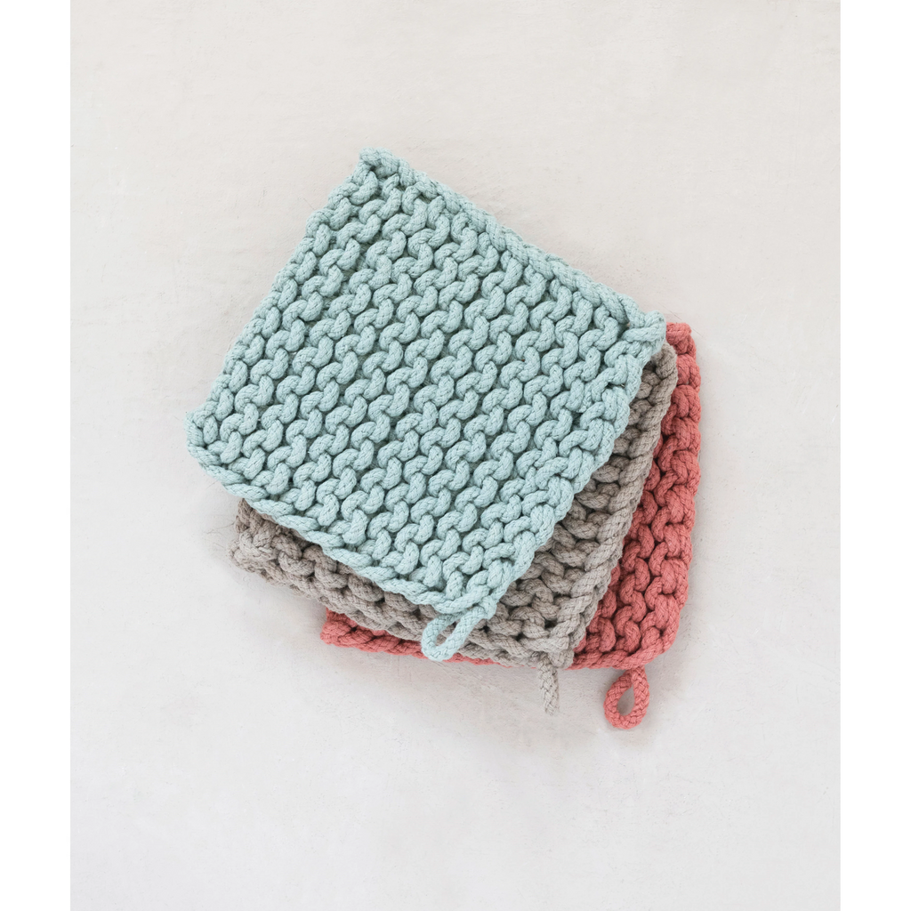 Crocheted Pot Holder - Thick Cotton - 8-in Square