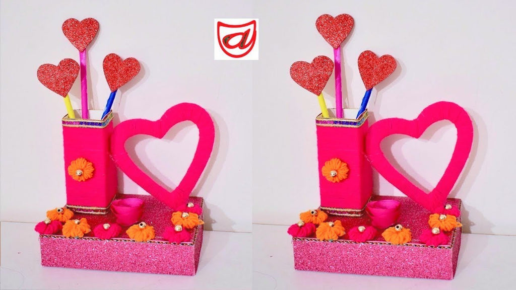 Best Out of Waste Valentines Day Pen Stand Crafts Idea which can be used for ValentineDay Gift for your loved one as well as room decoration purpose also ...