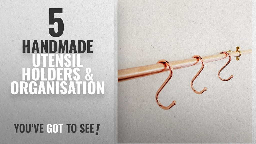 Top 10 Handmade Utensil Holders & Organisation [2018]: Handmade Copper Utensil / Pot And Pan Rail ...