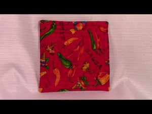 Easy Pot Holder: 2 fabric squares, cotton batting, very detailed sewing instructions, very quick project