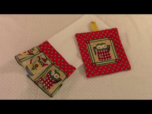 15 Minute Towel and Pot Holder Set: easy beginners project, use the same fabric to make each piece a coordinated set