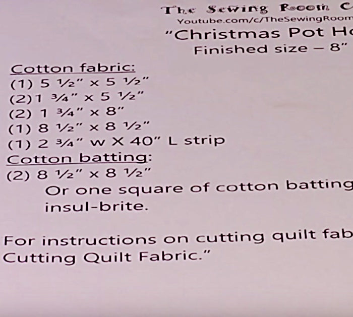 Learn To Sew A Christmas Pot Holder