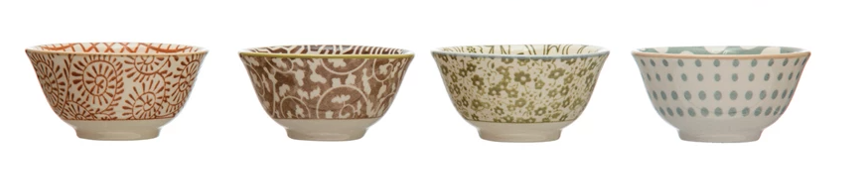 Patterned Stoneware Pinch Pot - 2-1/2-in