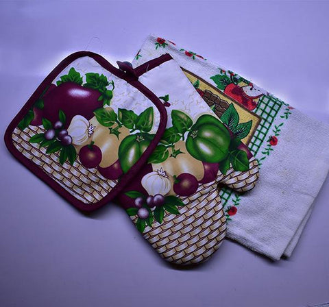 Kitchen Towel, Oven Mitt and Pot Holder Set