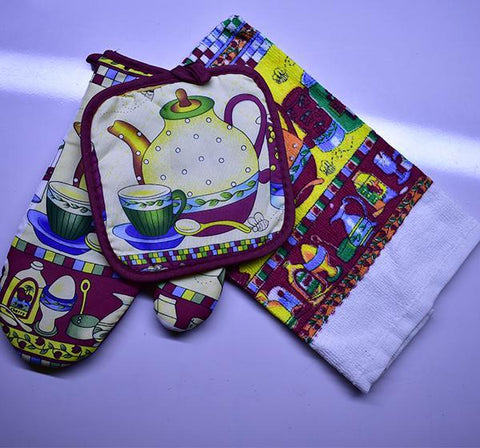 Kitchen Towel, Oven Mitt and Pot Holder Set