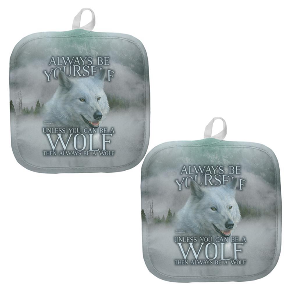 Always Be Yourself Unless White Wolf All Over Pot Holder (Set of 2)