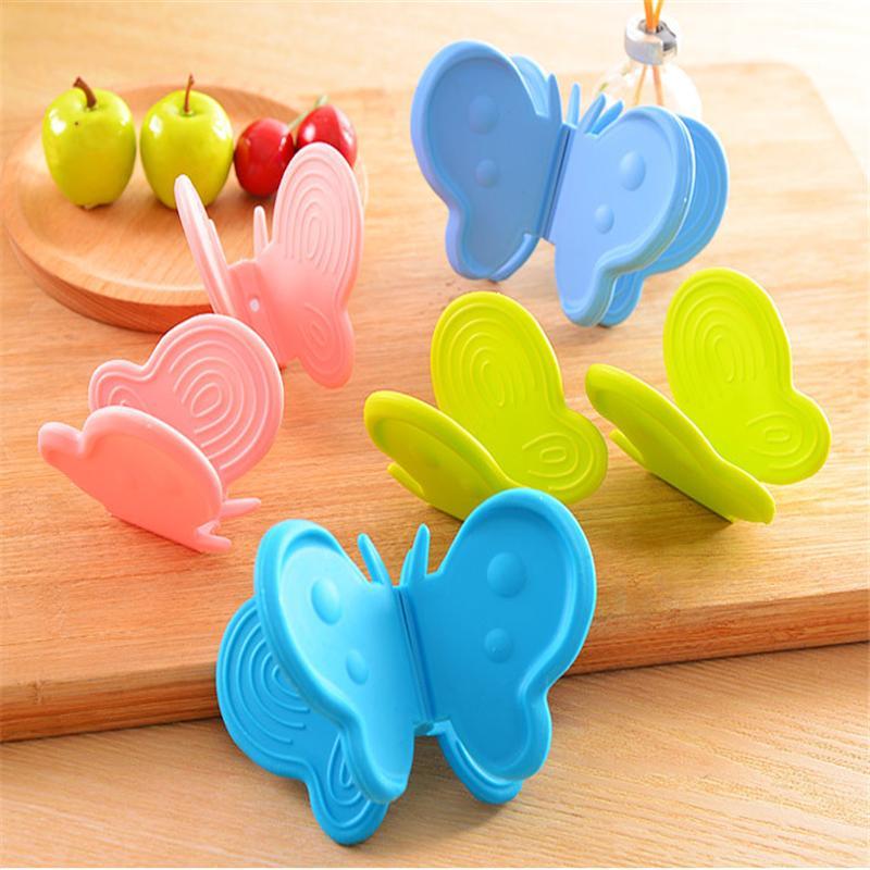 100pcs/lot Kitchen Dishes Silicone Oven Heat Insulated Finger Glove Mitt Cute Cooking Microwave Non-slip Gripper Pot Holder
