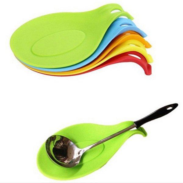Food Grade Flexible Silicone Spoon Rest Utensil Spatula Holder Heat Resistant Kitchen Tool