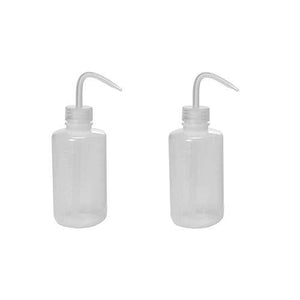 2Pcs White Plastic Bent Tip Squeeze Bottle Storage Wash Cleaning Watering Bottle Can Pot Holder Gardening Tools With Bend Mouth Scale Mark For Oil Water Liquid Chemical Laboratory Supply 150Oz/5Oz