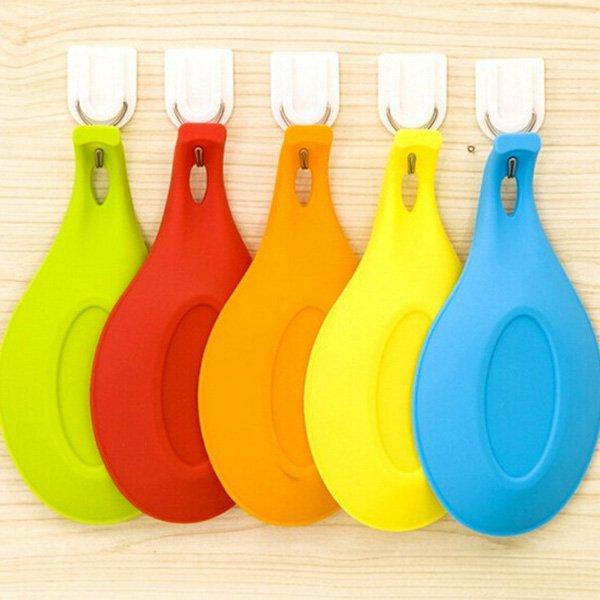 Food Grade Flexible Silicone Spoon Rest Utensil Spatula Holder Heat Resistant Kitchen Tool