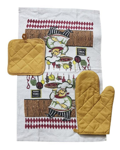 Kitchen Towel, Oven Mitt and Pot Holder Set