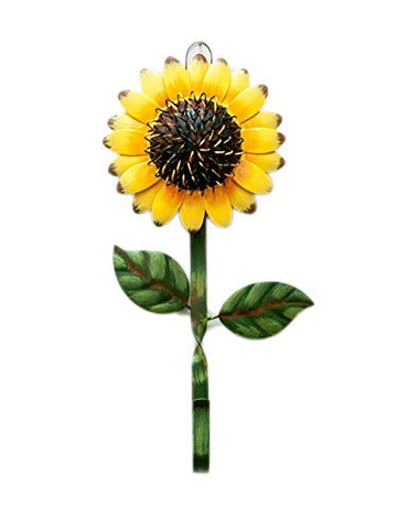 YK Decor Metal Sunflower Hook Wall Decor Key Holder, Bathroom Towel and Robe Hook, Decorative Large Single Hanging Hook Wall Coat Clothes Holder, Wall Mounted Sunflower Kitchen Decor Wall Decoration