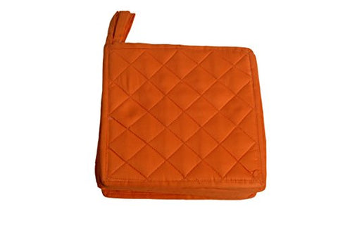 HM Covers 100% Cotton (Pack of 10) Pot Holder 7" x 7" Square, Solid Orange Color Everyday Quality Kitchen Cooking, Heat Resistance!! - Made