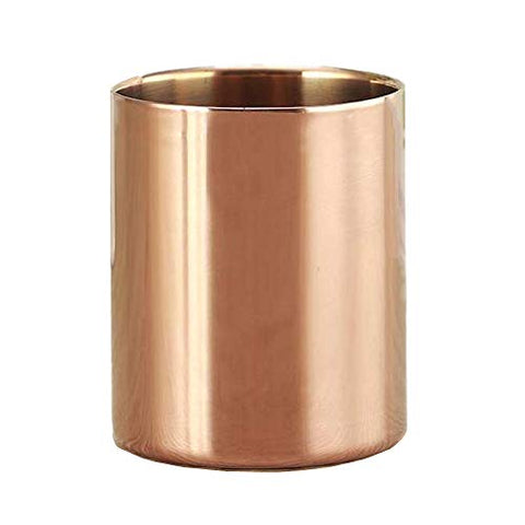 Rose Gold Stainless Steel Cylinder Pen Holder for Desk Organizers and Stand Multi Use Pencil Pot Holder Cup (Rose Gold)