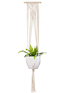 Mkono Macrame Plant Hanger Indoor Wall Hanging Planter Basket Long Flower Pot Holder Boho Home Decor, 46 Inch