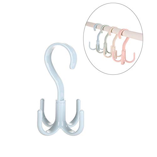 Tie Rack Belt Hanger Scarf Holder For Closet Organizer,360° Rotating Multifunction Plastic Closet Accessory Organizer with 4 Hooks For Clothes,Scarves,Ties,Belts,Bags,Hat,Shoes. 4 Pack (4 Hooks)