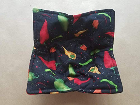 Chili Pepper Microwave Bowl Cozy Southwestern Reversible Microwaveable Potholder Hot Pepper Handmade Bowl Buddy Kitchen Linens Baker Chef Teacher Gifts Spicy Food Lover Gift Under 10