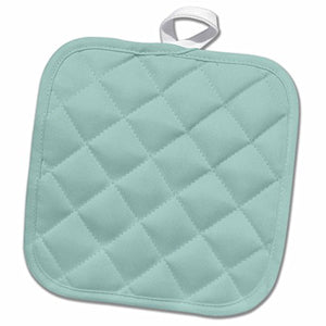 3D Rose Plain Mint Blue - Solid Color - Light Turquoise-Grey-Gray - Modern Contemporary Simple Pastel Teal Pot Holder, 8 x 8,