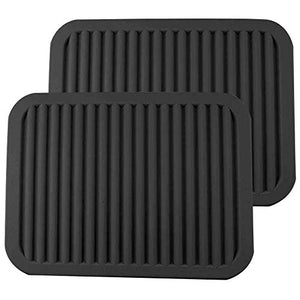 ME.FAN 9" x 12" Big Silicone Trivets - Multi-purpose Silicone Pot Holders, Spoon Rest and Kitchen Table Mat - Insulated, Flexible, Durable, Non Slip Hot Pads and Coasters (2 Set) Black