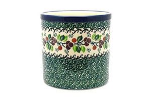 Polish Pottery Utensil Holder - Burgundy Berry Green