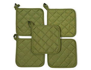 (Ten) Pot Holders 6.5 Square Solid Color Everday Quality Kitchen Cooking Chef Linens (Sage Green)