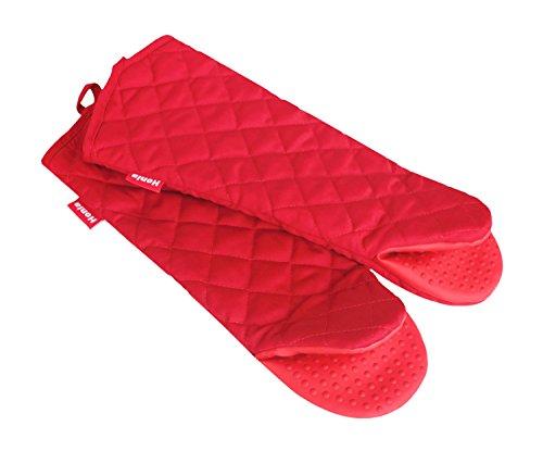 17-Inch Extra Long Oven Mitts With Non-Slip Silicone Grip - Heat Resistant To 500 F,1 Pair Of Kitchen Oven Gloves For Cooking,Baking,Grilling,Barbecue Potholders,Red - Honla