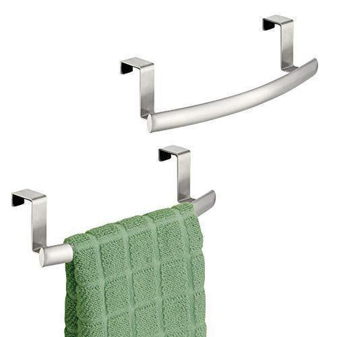 Dulceny Modern Metal Kitchen Storage Over Cabinet Curved Towel Bar - Hang on Inside or Outside of Doors, Organize and Hang Hand, Dish, and Tea Towels