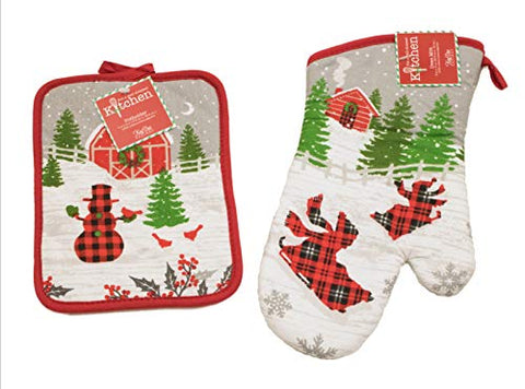 Kay Dee Design Festive Holiday Set of Matching Oven Mitt and Pot Holder