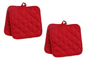 Pack of Four (4) Red Home Store Cotton Pot Holders (2 Sets of 2) (2, Red)