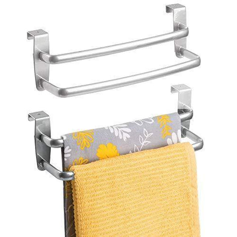 Binovery Metal Modern Kitchen Over Cabinet Double Towel Bar Rack - Hang on Inside or Outside of Doors, Storage and Organization for Hand, Dish, Tea Towels