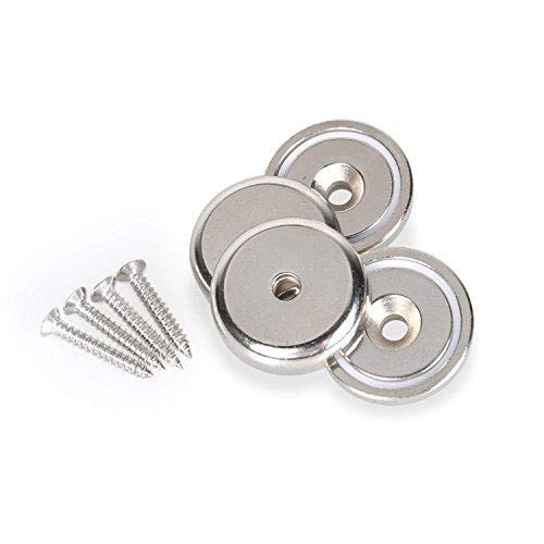 Neodymium Magnets,Strong Industrial Strength Rare Earth Magnets w/Countersunk Hole,Disc Magnetic Rack for Refrigerator Fridge Garage Kitchen Tool Storage & Organizer,55 LBs Pull Force,4 Pack(N32)