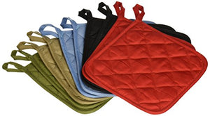 American Linen (Ten) 10 Pack Pot Holders 6.5 Square Solid Color Everday Quality Kitchen Cooking Chef Linens (Multi Color)