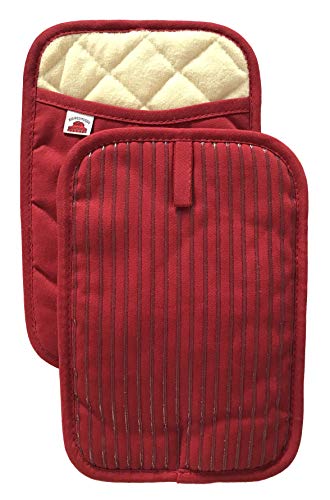 Big Red House Pot Holders, with The Heat Resistance of Silicone and Flexibility of Cotton, Recycled Cotton Infill, Terrycloth Lining, Set of 2 Red