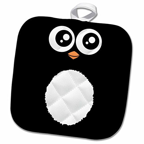 3D Rose Cute Black Cartoon-Kawaii Sweet Animal Square-Adorable for Kids and Children-Penguins Pot Holder 8 x 8,