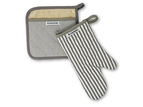 Williams-Sonoma Bay Stripe Oven Mitt & Potholder Set, Drizzle Grey