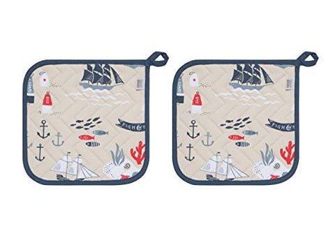 Now Designs Potholders Basic, Fish and Ships Print