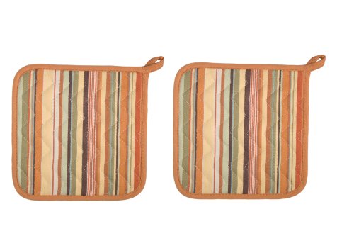 Now Designs Basic Potholders, Essex Stripe Jaffa, Set of 2