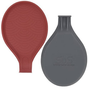 SbS Silicone Spoon Rests, Utensil Holder for Kitchen Set of 2 in Red and Gray, Extra Large Size