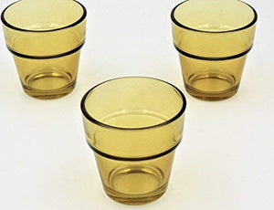 Quality Glass Flower Pot Votive Holders (Set of 12) Perfect for Weddings, Restaurants, spas, Events (Amber)