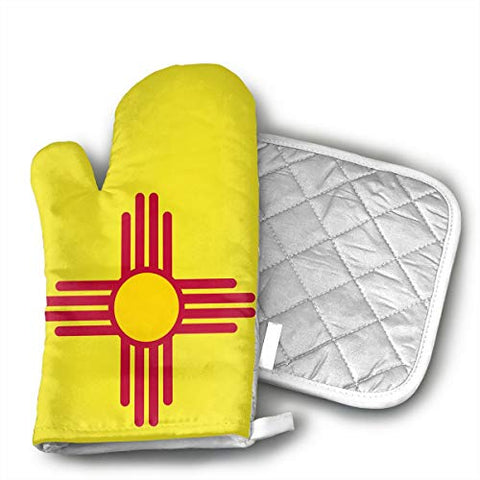 TRENDCAT New Mexico Flag Oven Mitts and Potholders (2-Piece Sets) - Extra Long Professional Heat Resistant Pot Holder & Baking Gloves - Food Safe