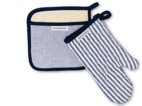 Williams-Sonoma Bay Stripe Oven Mitt & Potholder Set, Navy Blue