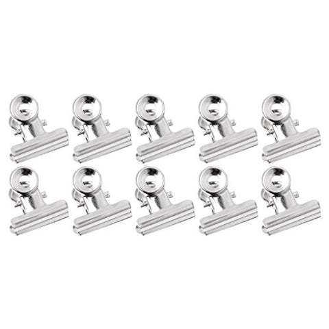 Tebatu 10Pcs Metal Stainless Steel Bulldog Grip Clip Food Sealer Bag Clamp Paper Document Ticket Binder