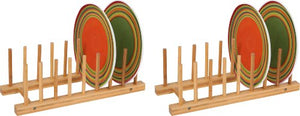 Trademark Innovations Multi-Purpose Bamboo Plate Holder and Pot Lid Organizer (Set of 2)