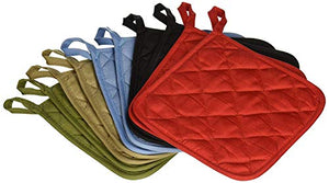 5 (FIVE) Sets of The Home Store Cotton Pot Holders, 2-ct. Color Variety Pack Kitchen Cooking Chef Linens by Greenbrier