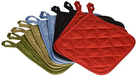 The Home Store Cotton Pot Holders, 5 (FIVE) Sets of 2-ct. Color Variety Pack