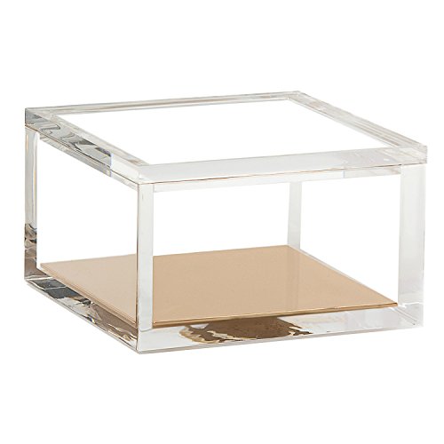 OfficeGoods Acrylic & Gold Odds & Ends Box - Office or Home Accessory - Perfect Container for Storage or for Display - an Elegant Addition to Your Desk, Kitchen or Vanity (Small)