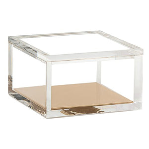 OfficeGoods Acrylic & Gold Odds & Ends Box - Office or Home Accessory - Perfect Container for Storage or for Display - an Elegant Addition to Your Desk, Kitchen or Vanity (Small)