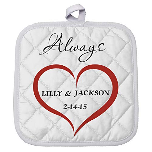 Personalized Custom Text Wedding Heart Love always Couple Polyester Pot Holder
