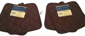 Pack of Four (4) Brown Home Store Cotton Pot Holders (2 Sets of 2)